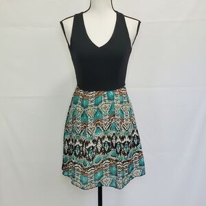 City Triangles Black and Teal Mini Dress